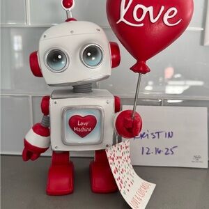 Love Machine Robot Figurine with Red Accents